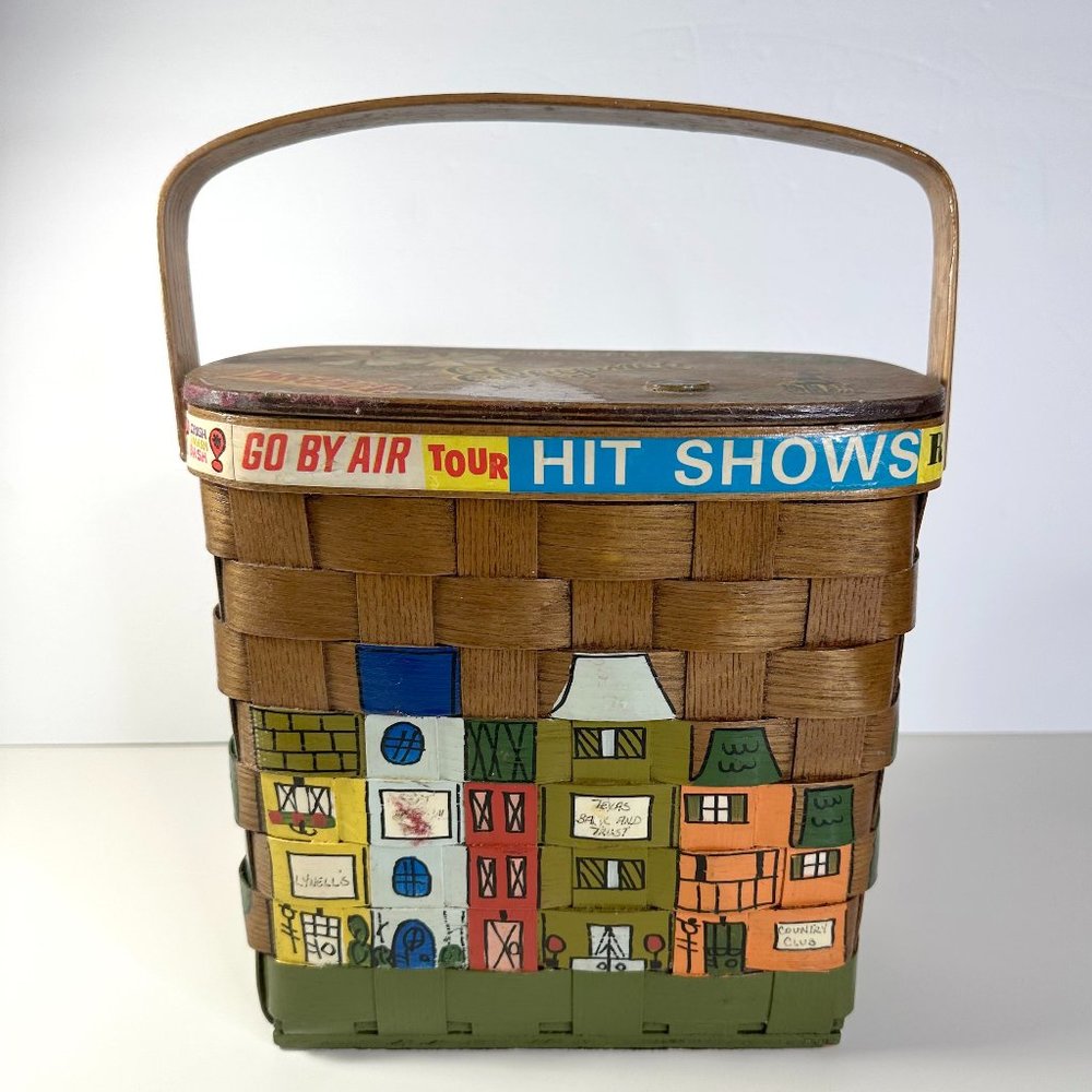 Woven Basket by Caro-Nan Handpainted Vintage